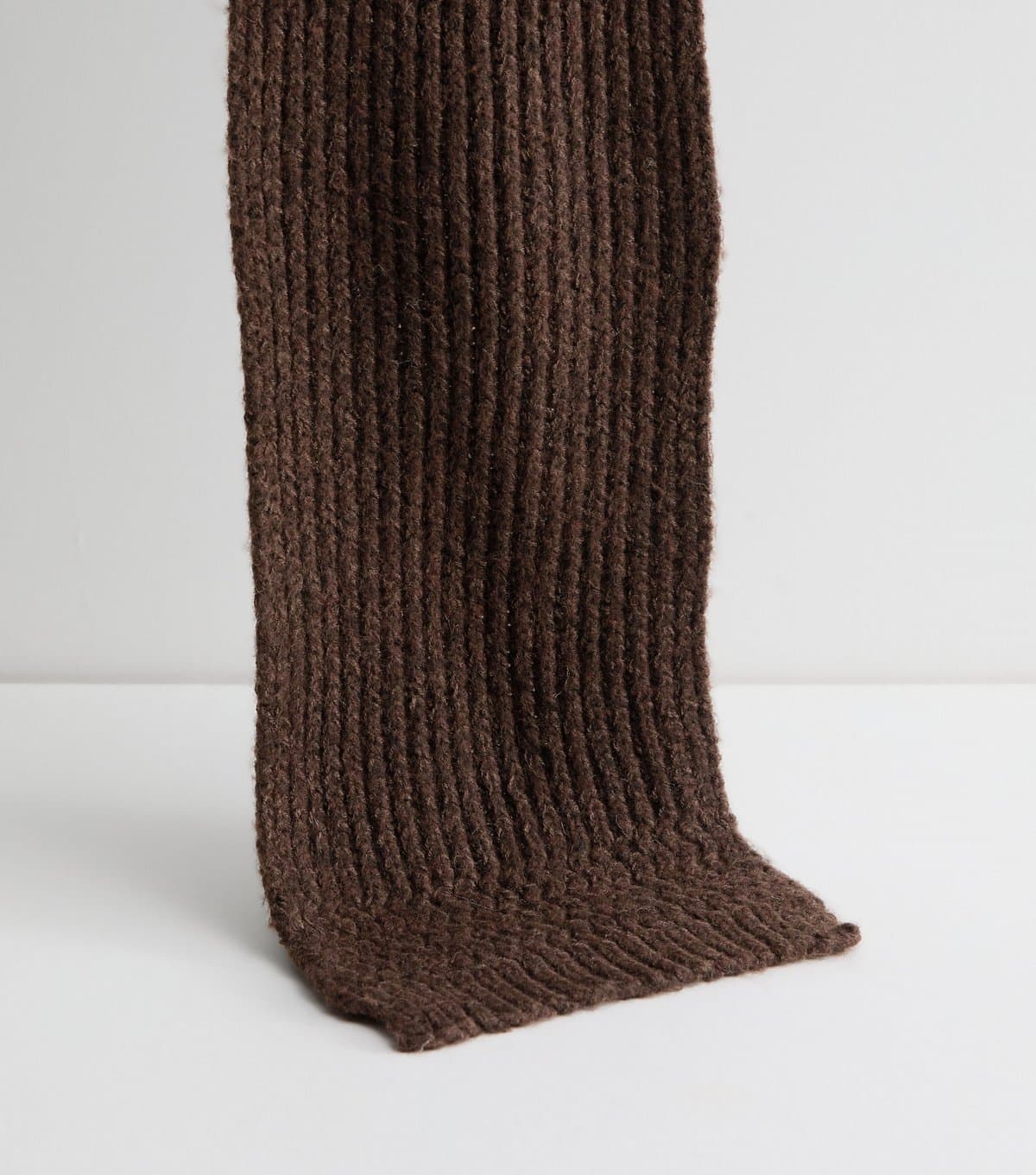 New Look Dark Brown Ribbed Long Scarf New Look