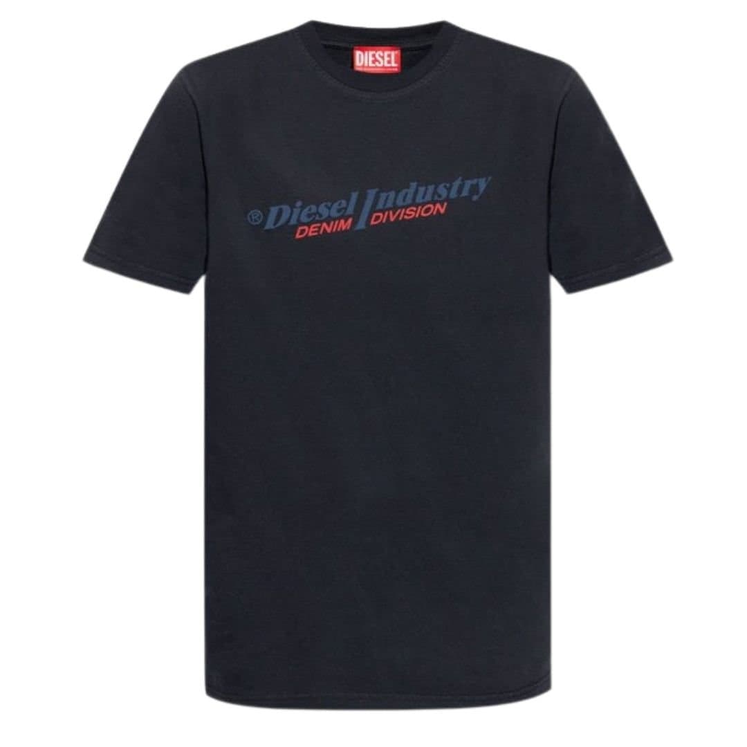 Diesel Diesel Men's Industry Denim Division Logo Navy Blue T-Shirt