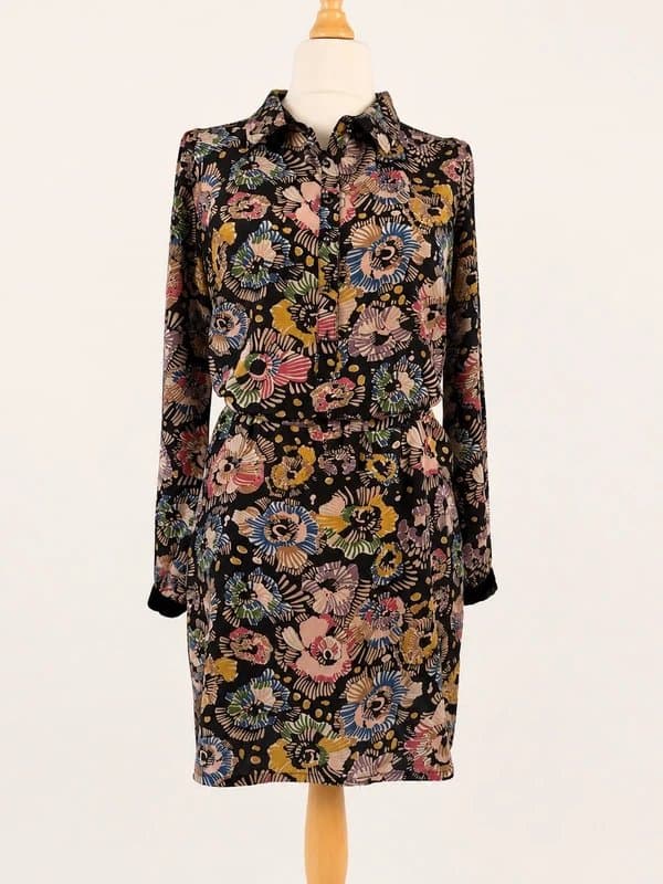 Essentiel Antwerp Essentiel Antwerp UK10/38 100% Silk Shirt Dress Floral Belted Designer