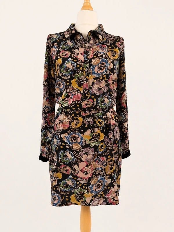 Essentiel Antwerp Essentiel Antwerp UK10/38 100% Silk Shirt Dress Floral Belted Designer - 1