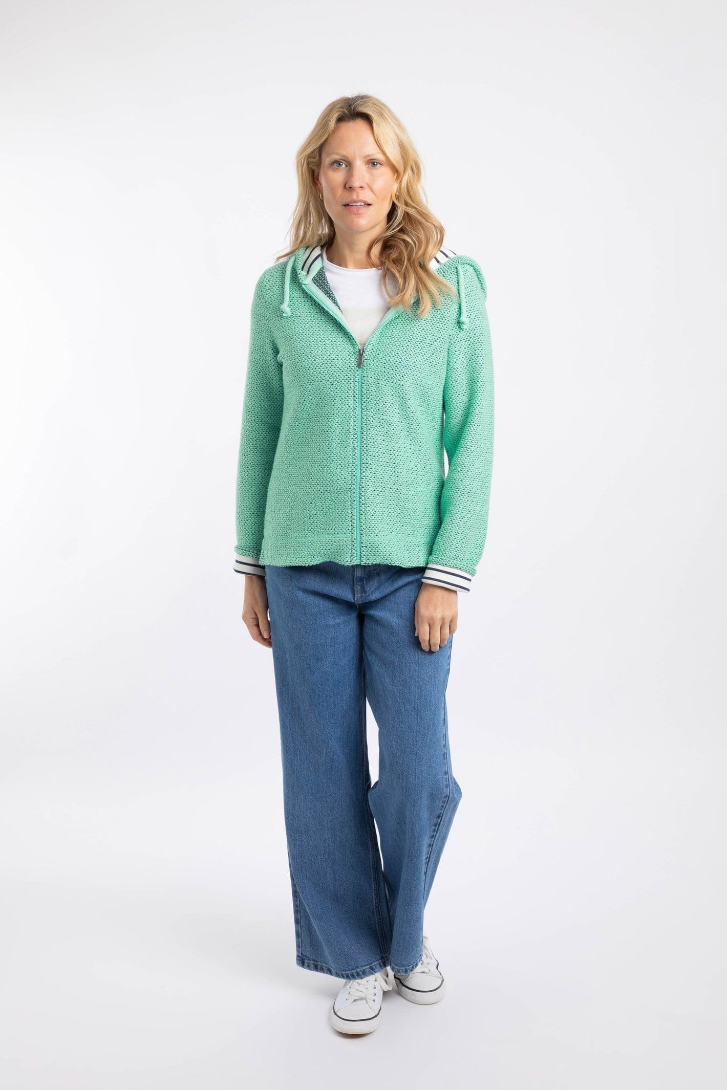Weird Fish Weird Fish Women's Chicoa Full Zip Macaroni Hoodie in Light Green - 4