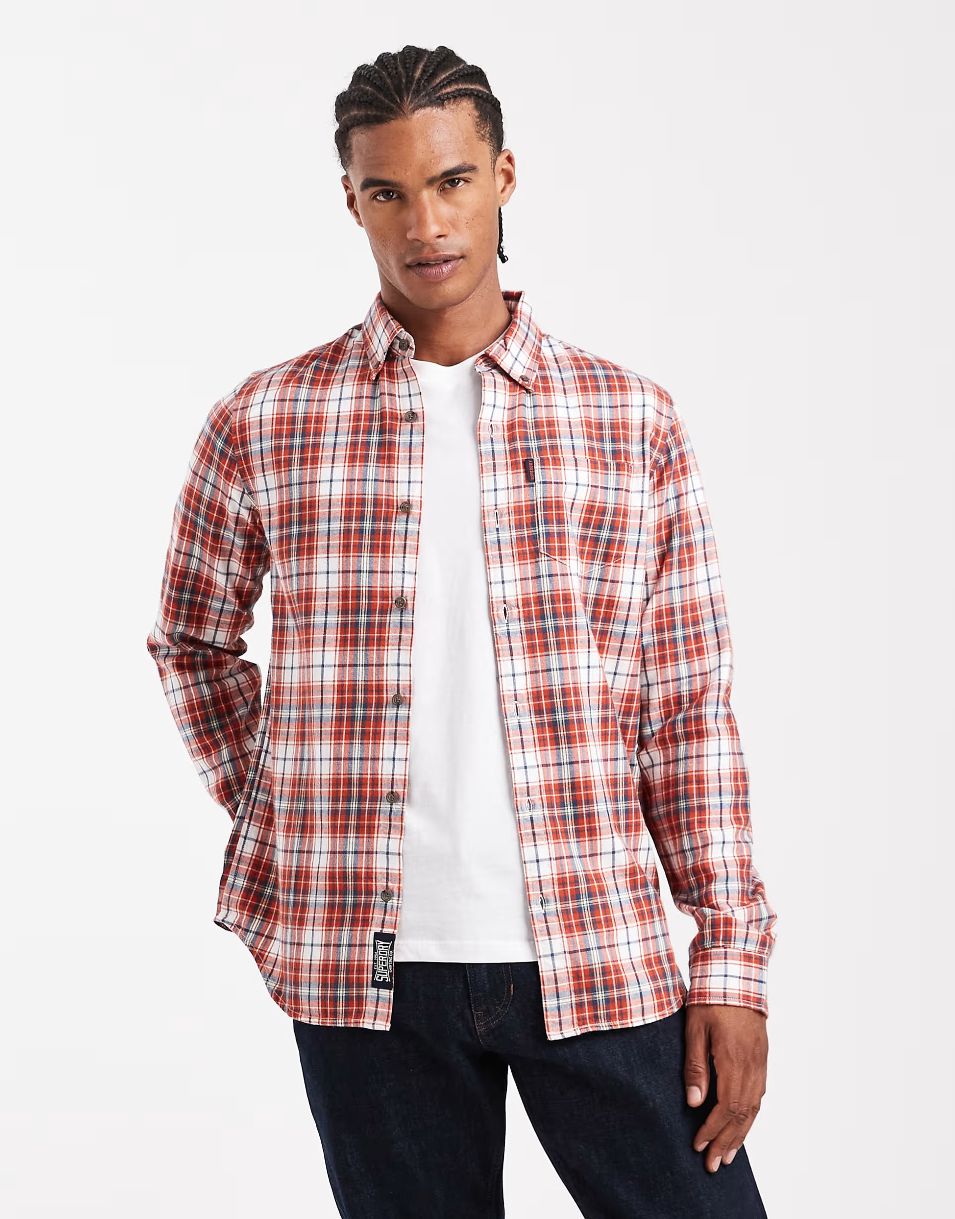 ASOS Superdry Cotton vintage check shirt in frontier check white - 1