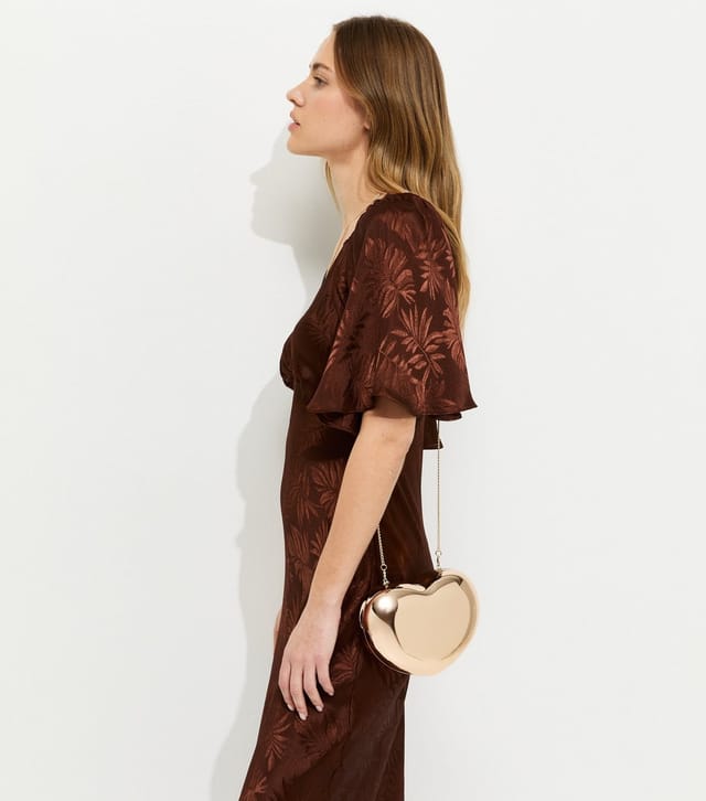 New Look Gold Tone Heart Box Clutch New Look - 2