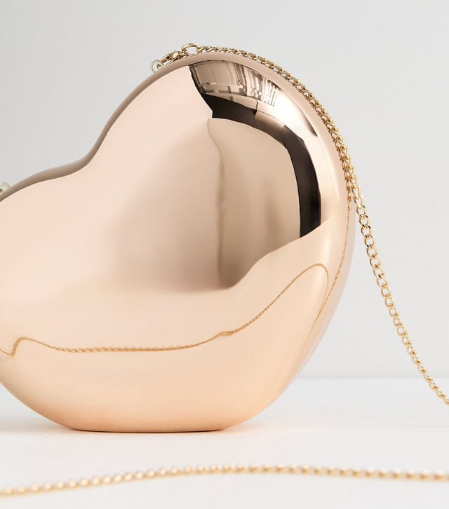 New Look Gold Tone Heart Box Clutch New Look - 3