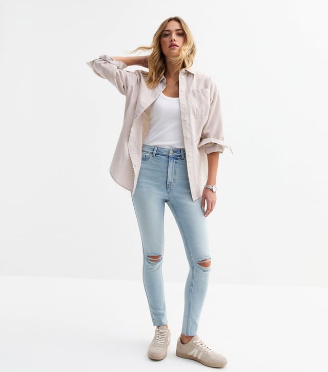 New Look Women's Light Blue Ripped Hallie Skinny Jeans New Look - 2