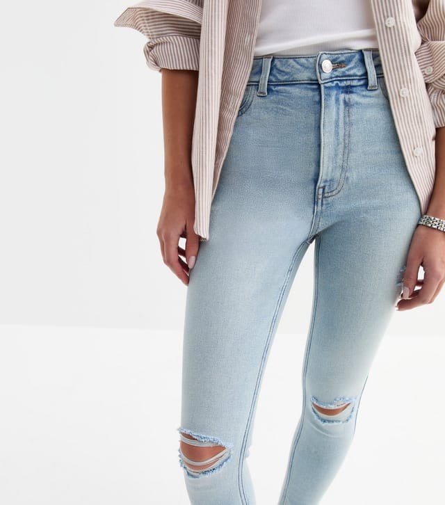 New Look Women's Light Blue Ripped Hallie Skinny Jeans New Look - 3