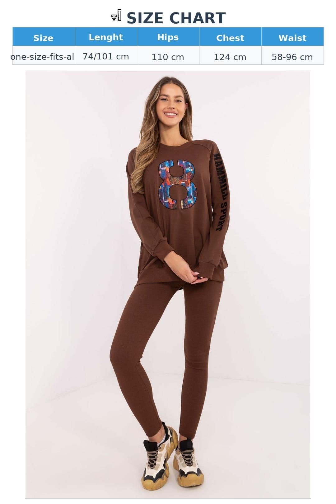Love Lace Love Lace Women's Everyday Cotton Sweatshirt & Leggings Set in Brown - 4
