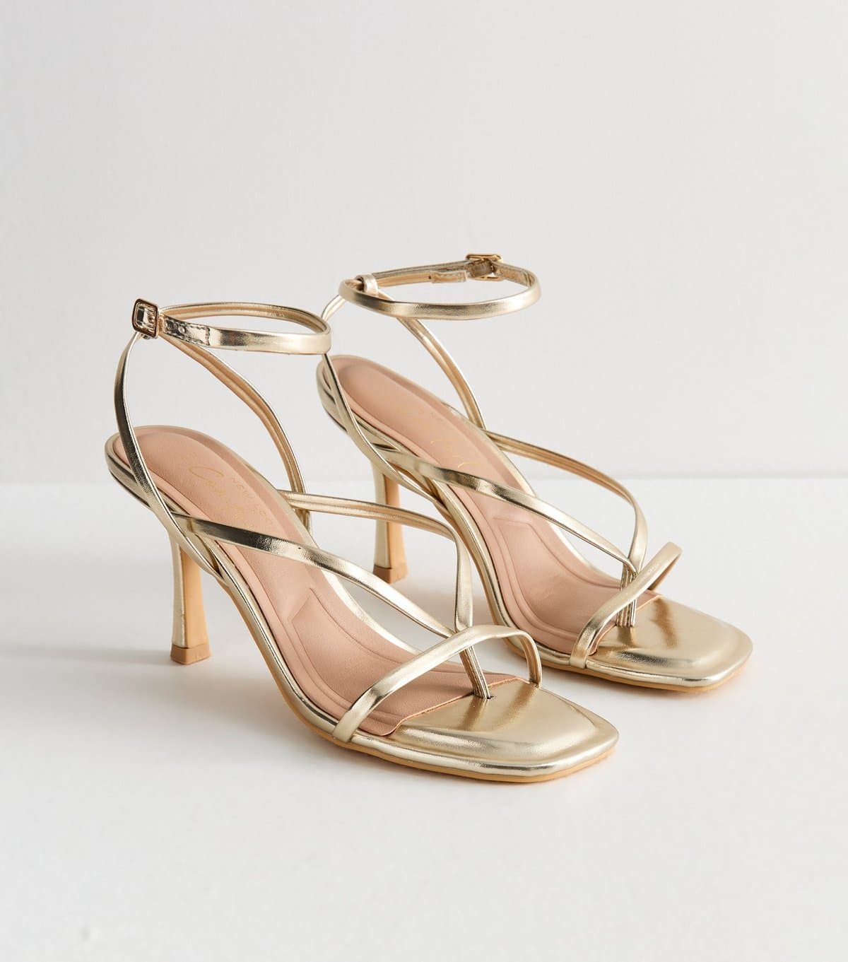 New Look New Look Gold Faux Leather Strappy Stiletto Heels