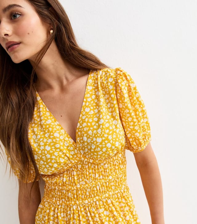New Look Women's Yellow Ditsy Floral Short Sleeve Midi Dress New Look - 2