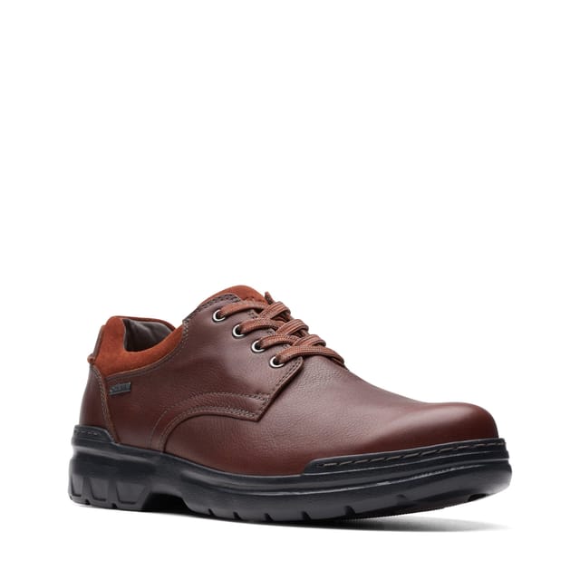 Clarks Clarks Men's Rockie Walk GORE-TEX Dark Tan Leather Derby Shoes in Brown - 2