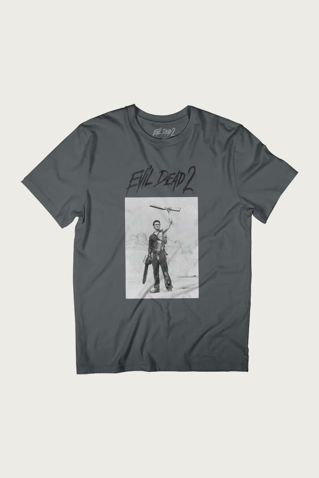 Evil Dead Evil Dead Men's Black Text Logo 2 T-Shirt in Charcoal - 2