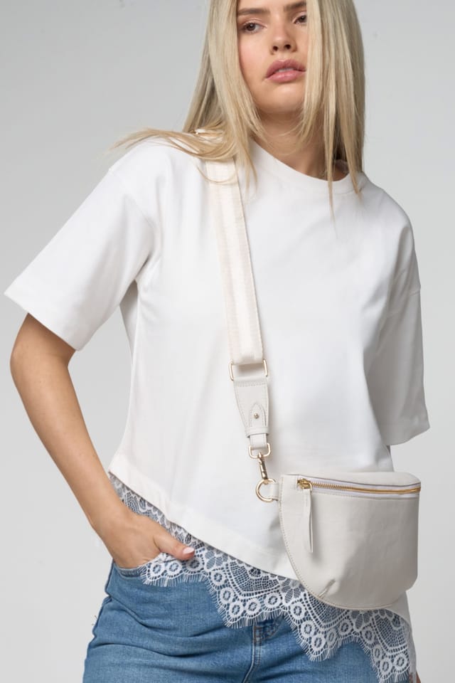 Barneys Originals Barneys Originals Women's Real Leather Cross Body Bag in Ivory - 2