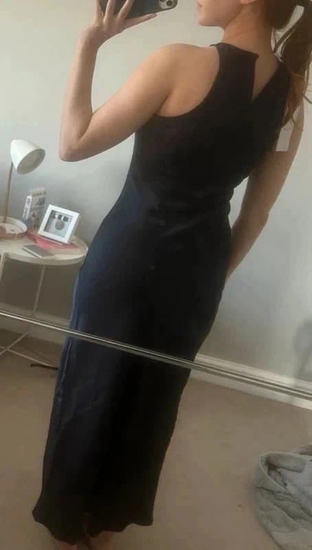 ASOS Navy Satin Midaxi Dress