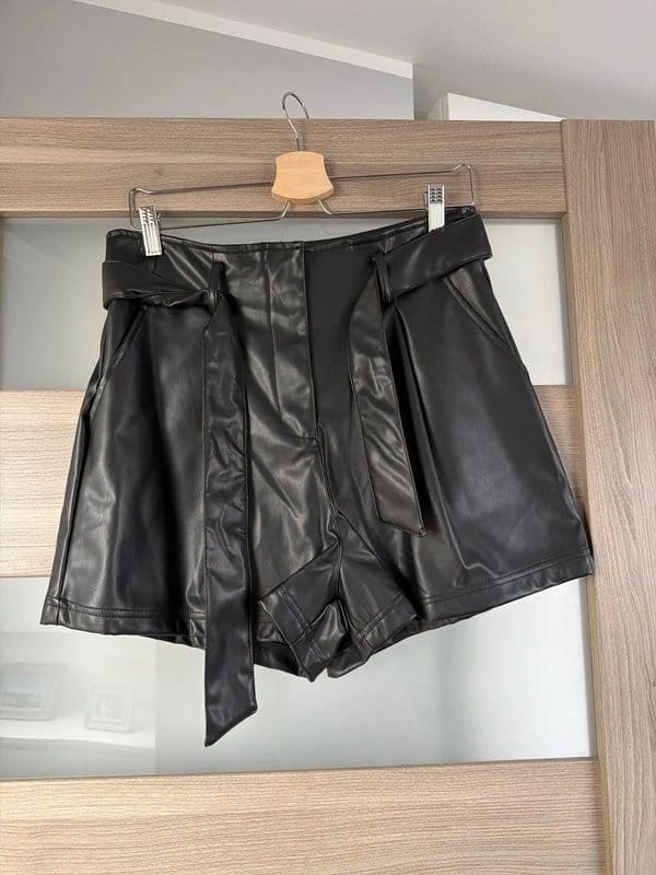 New Look Black Faux Leather High-Waisted Shorts
