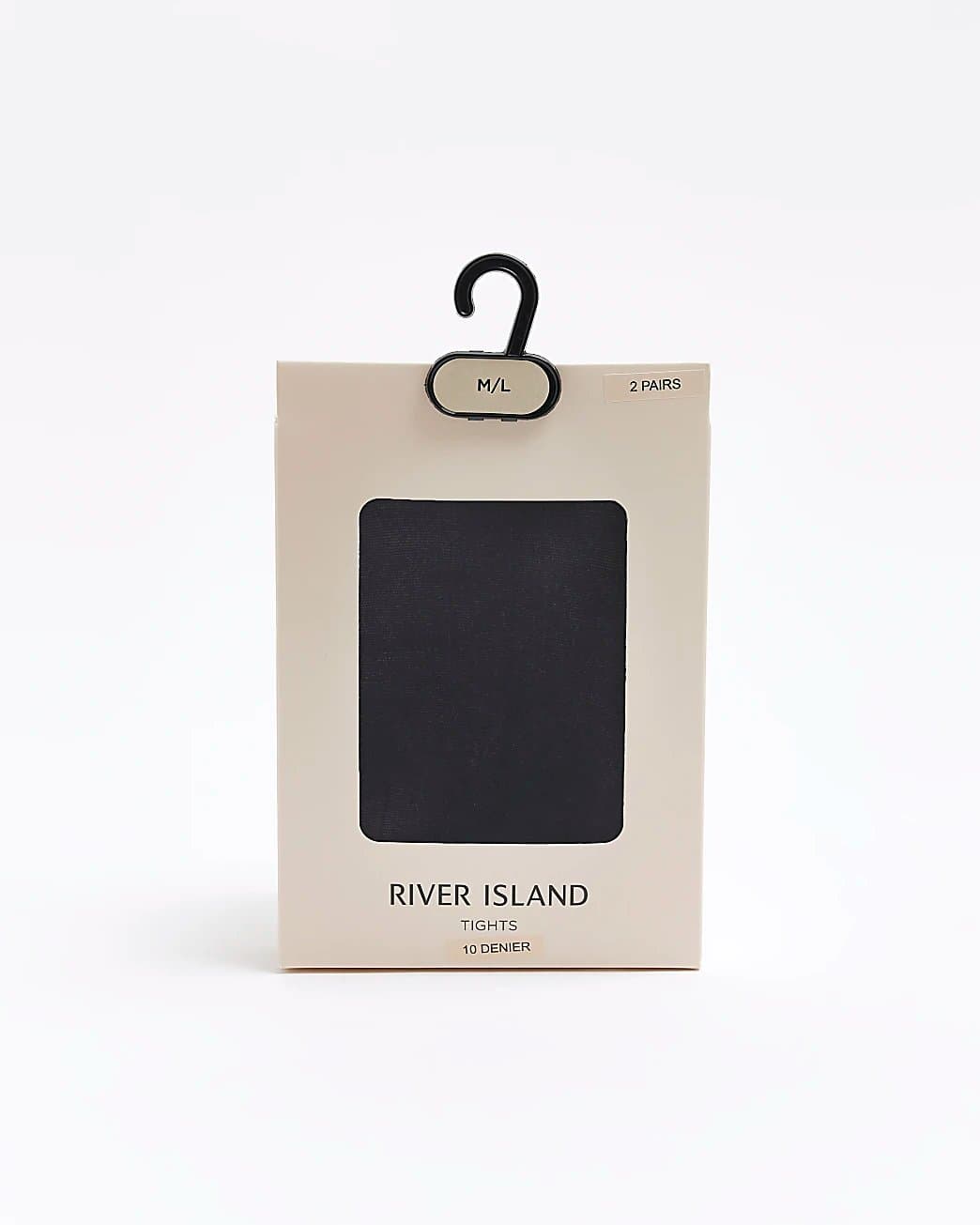 River Island River Island Womens Black 10 Denier Pack Of 2 Tights