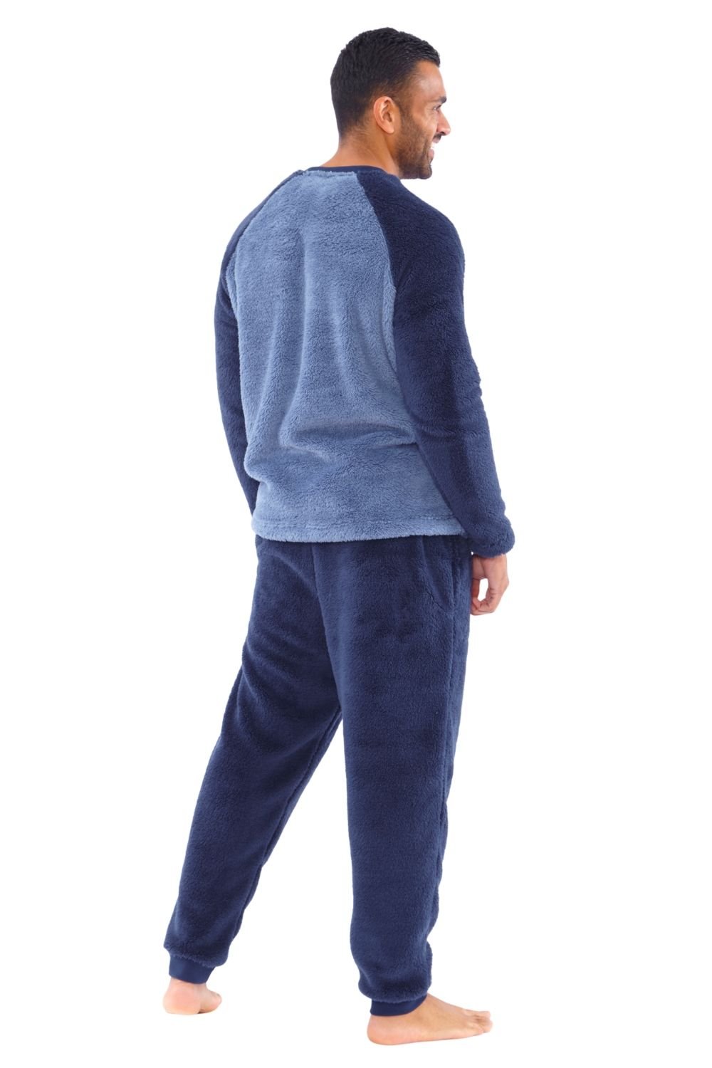Just Essentials Just Essentials Men's 2 Piece Fleece Lounge Set in Navy - 4