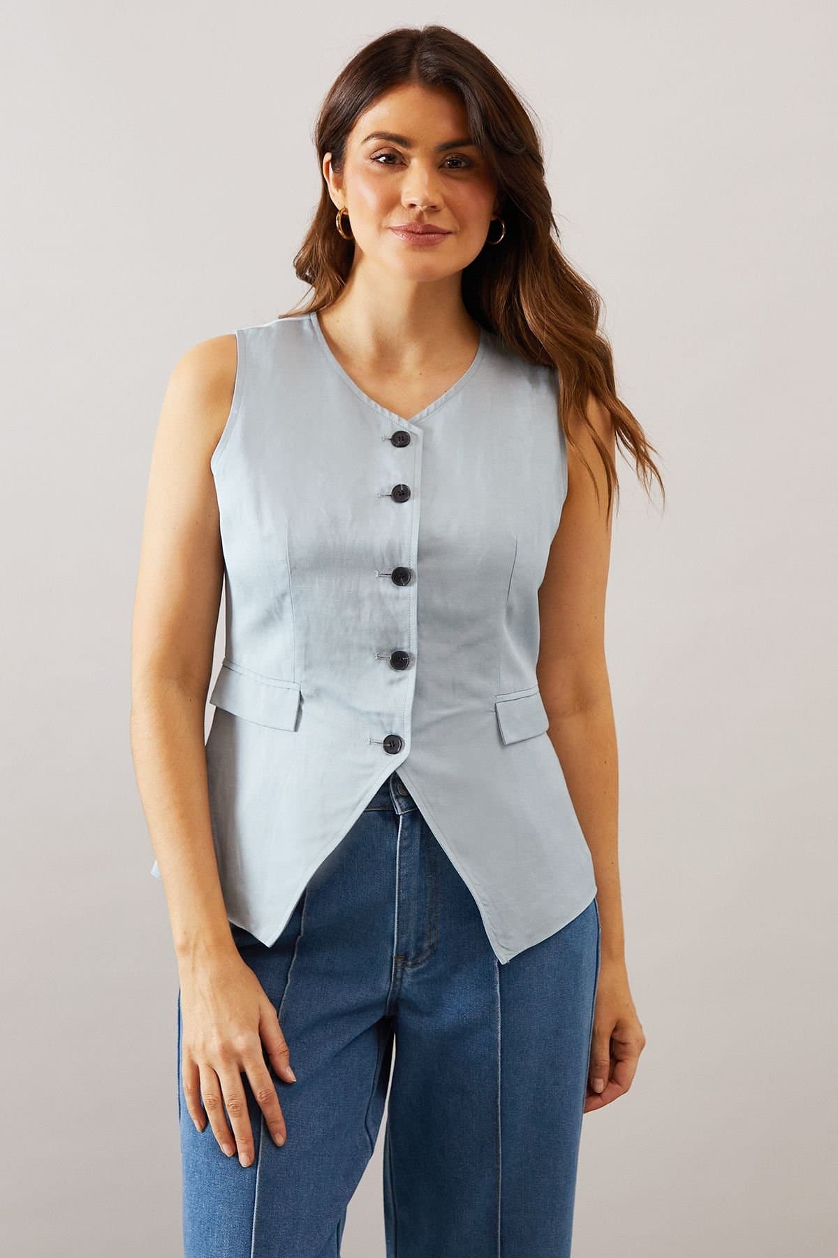 Wallis Wallis Women's Button Through Waistcoat in Blue