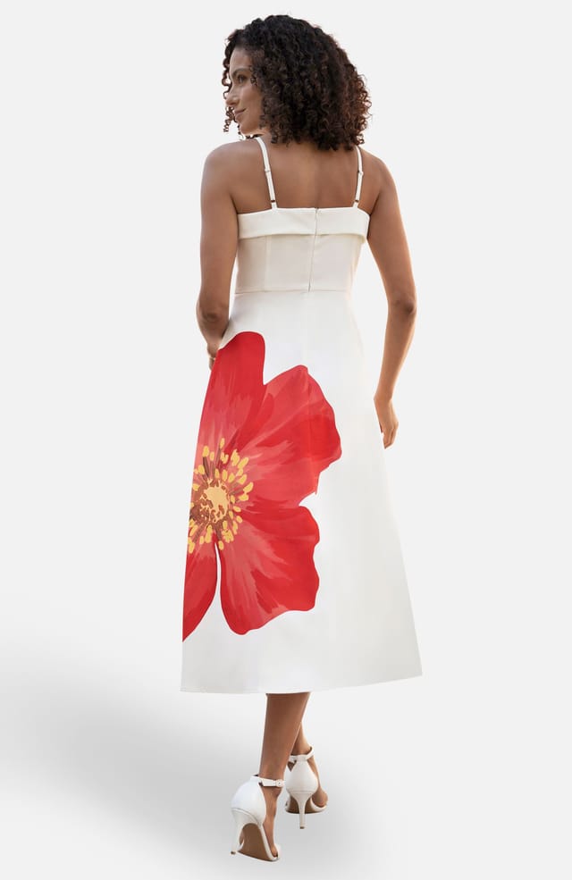 Yumi Yumi Women's White Oversize Poppy Placement Midi Sun Dress - 2