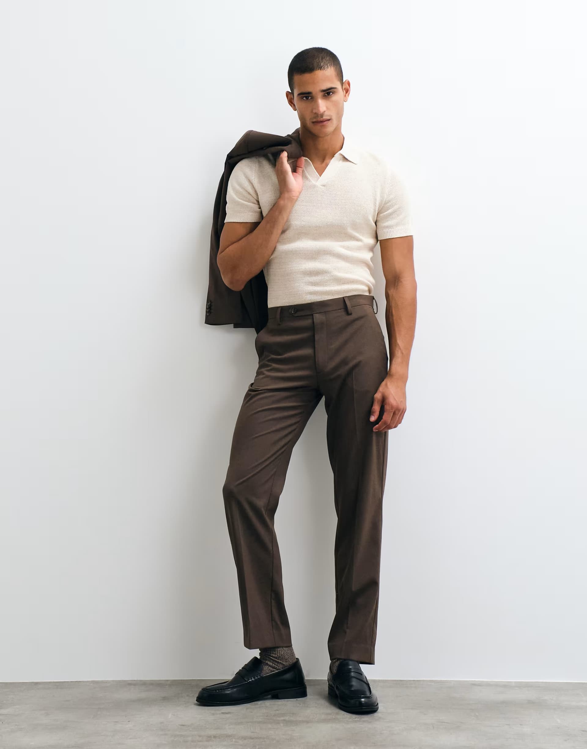ASOS ASOS DESIGN straight suit trousers in brown