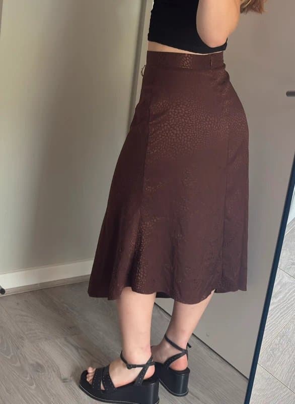 Miss Selfridge Early 2010s Miss selfridge vintage y2k style brown silk skirt with belt