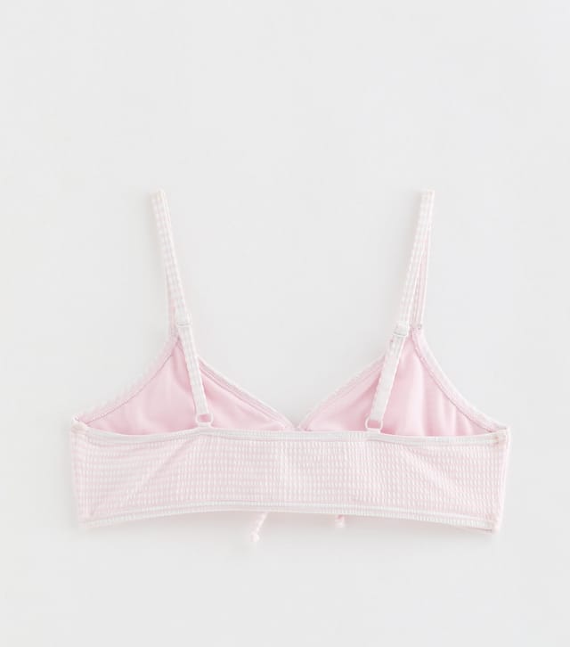 New Look Girls' Light Pink Seersucker Stripe Triangle Bikini Top and Bottoms Set New Look - 2
