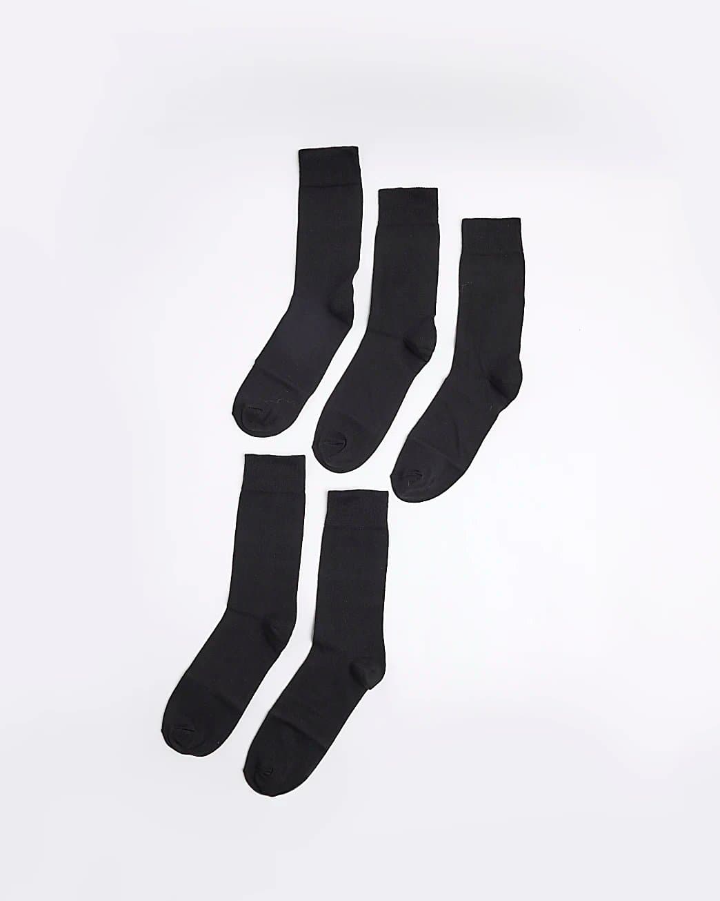 River Island Mens River Island Black 5 Pack Ankle Socks