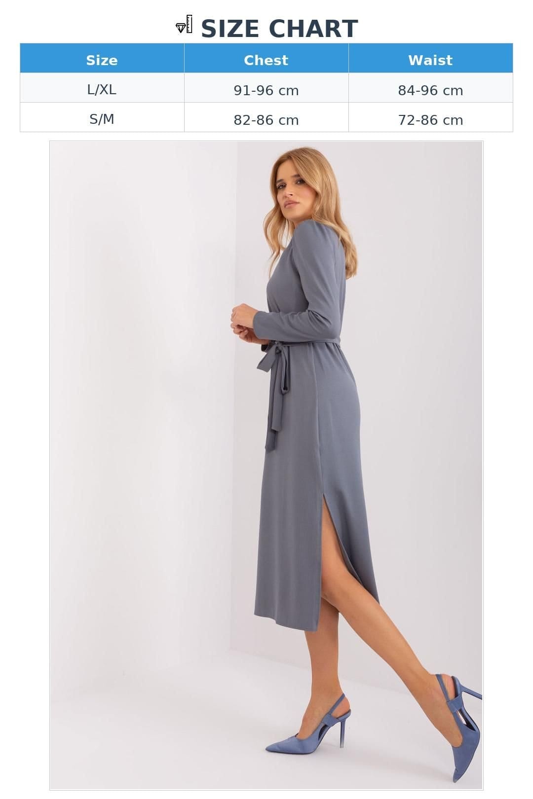 Love Lace Love Lace Women's Ribbed Tie Belt Midi Dress in Grey - 4