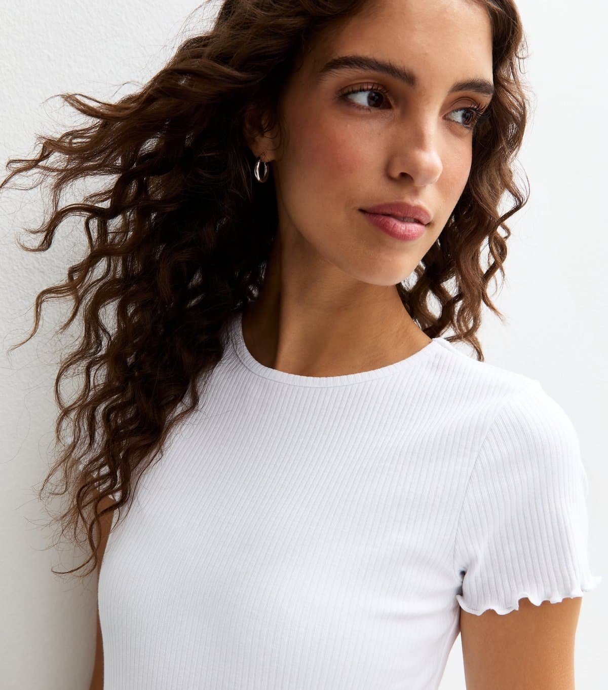 New Look New Look White Ribbed Jersey T-Shirt