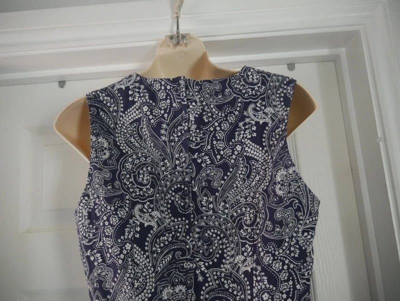 New Look New Look Dress UK 12 Navy White Paisley Skater Fit & Flare Sleeveless Knee Lengt