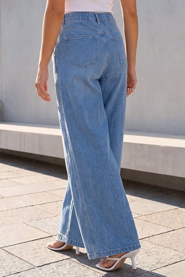 Dusk Dusk Women's Palazzo Jeans in Mid Blue - 3