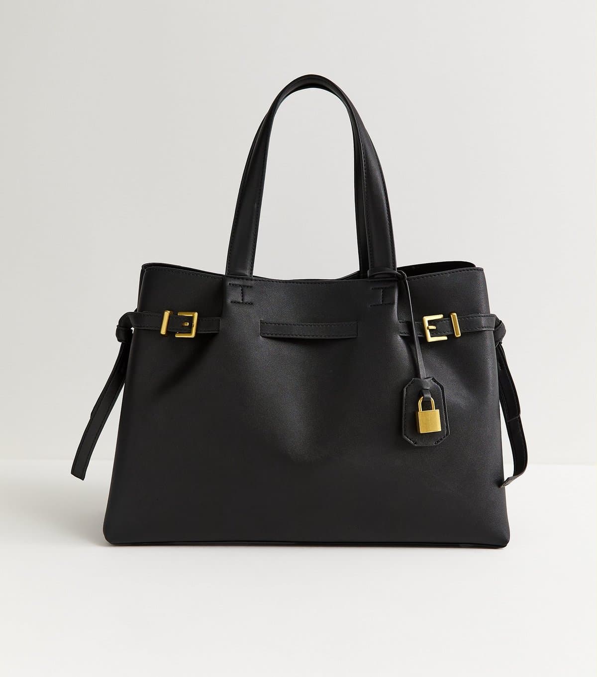 New Look New Look Black Faux Leather Belted Padlock Tote Bag