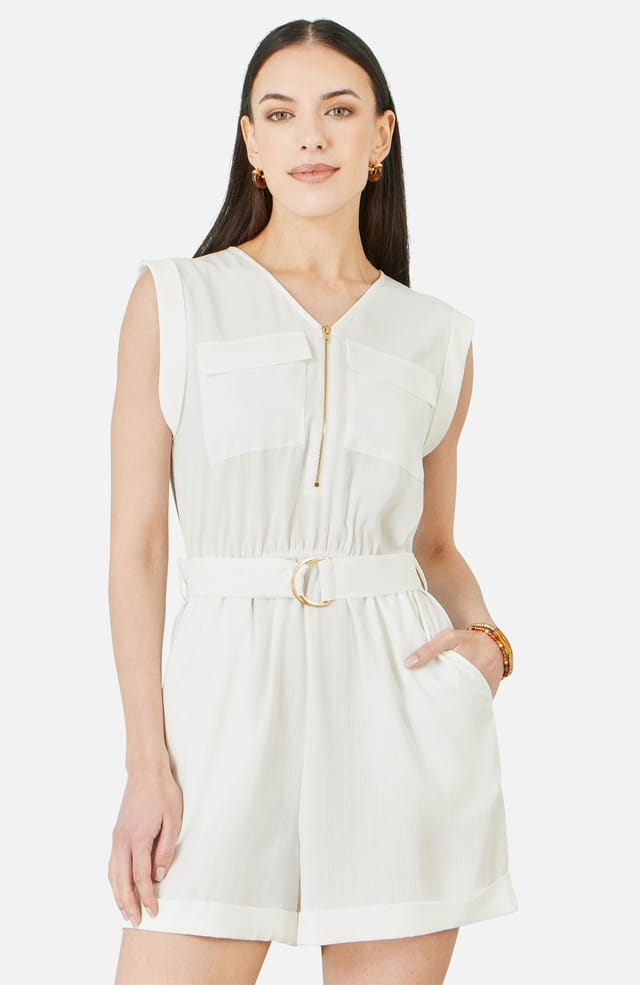 Yumi Yumi Women's Utility Style Playsuit in Off-White - 2