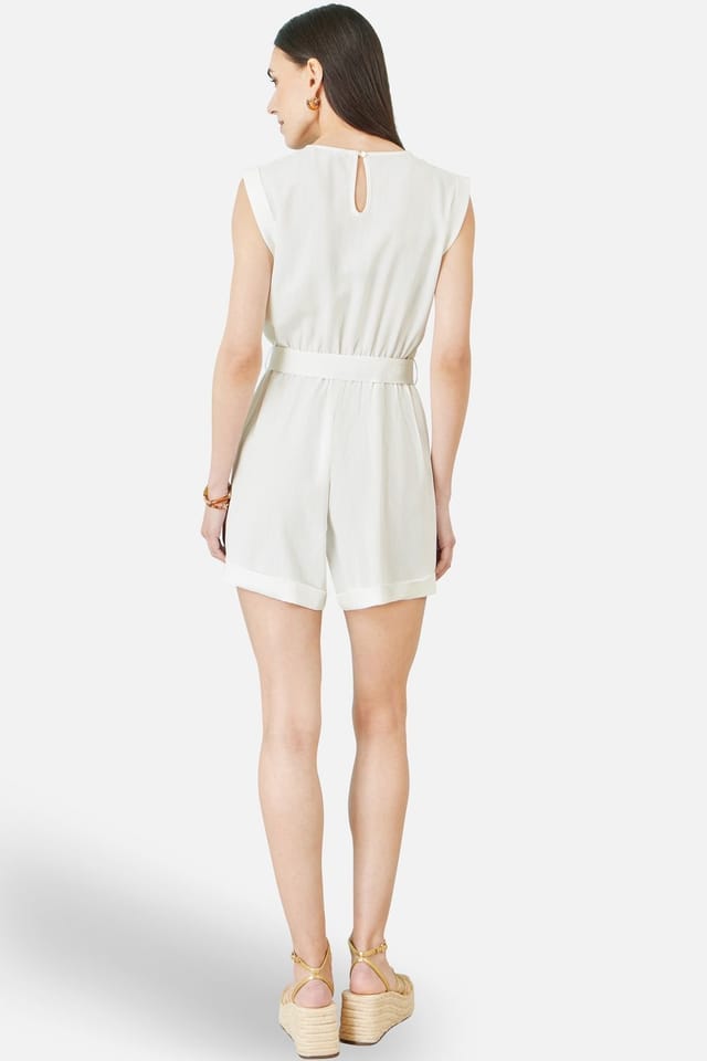 Yumi Yumi Women's Utility Style Playsuit in Off-White - 3