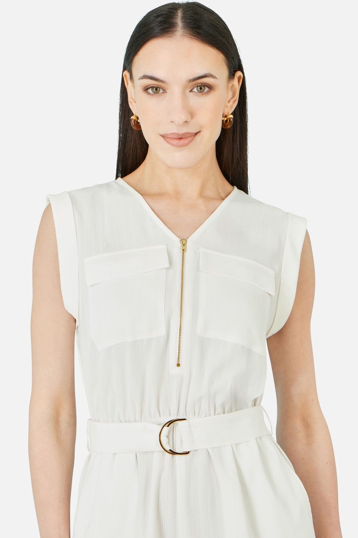 Yumi Yumi Women's Utility Style Playsuit in Off-White - 4