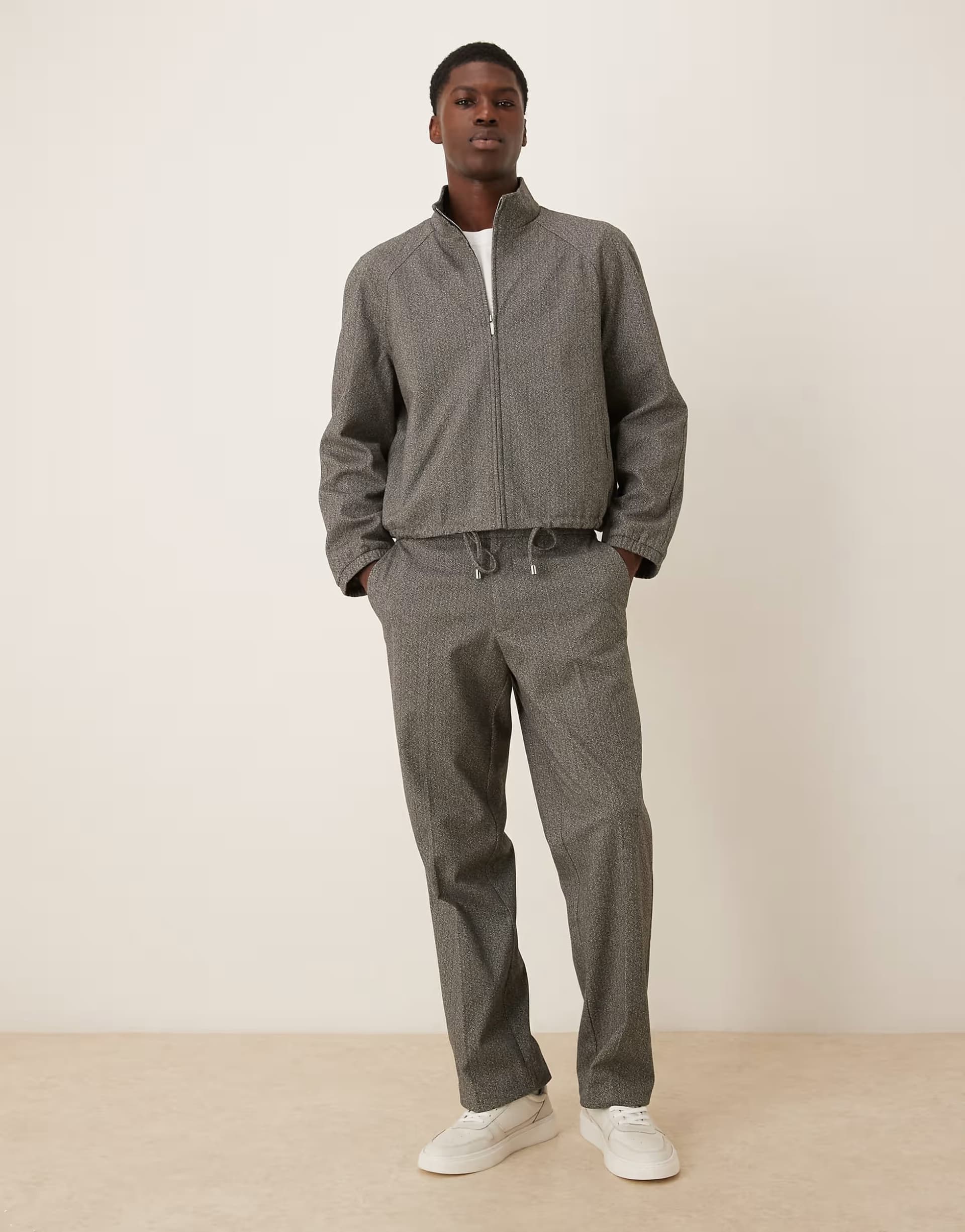ASOS ASOS DESIGN smart co-ord straight trousers in grey herringbone