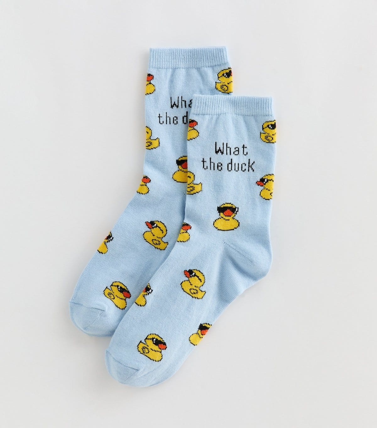 New Look Mid Blue What The Duck Patterned Ankle Socks New Look - 1