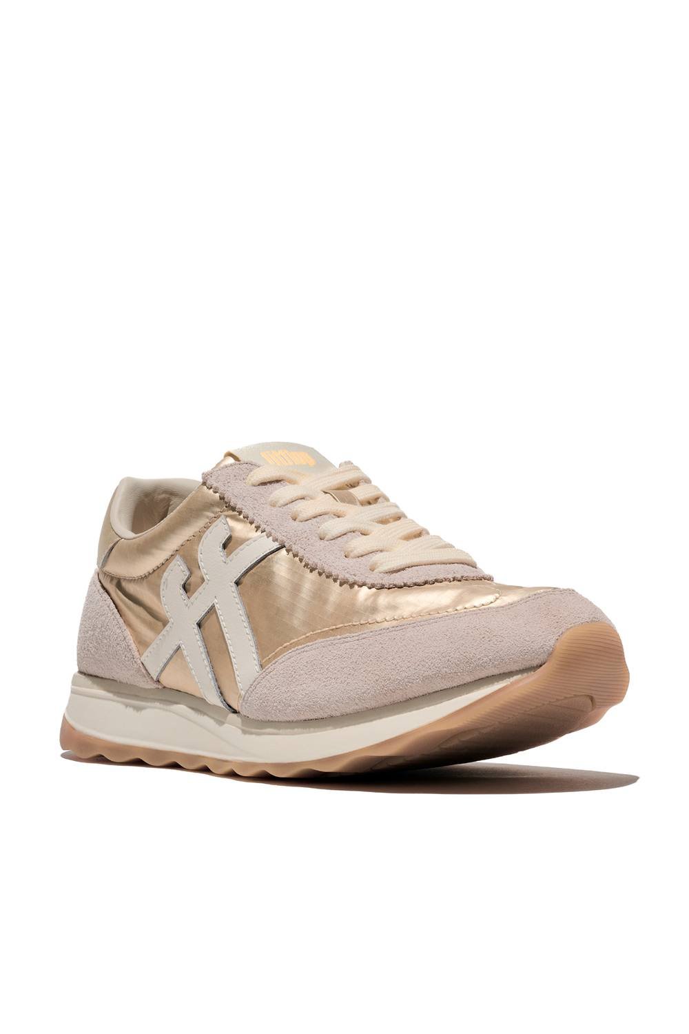 FitFlop FitFlop Women's Retro-Q Ff Metallic-Fabric/Suede Sneakers Platinum in Silver - 2