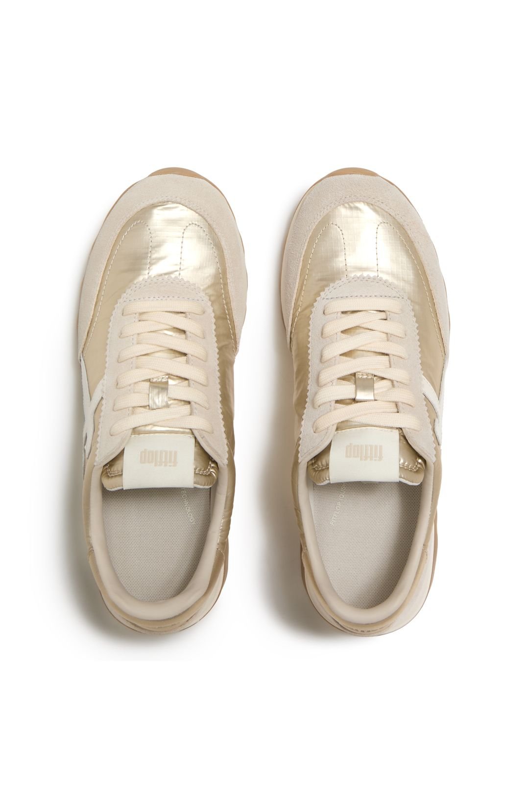 FitFlop FitFlop Women's Retro-Q Ff Metallic-Fabric/Suede Sneakers Platinum in Silver - 3