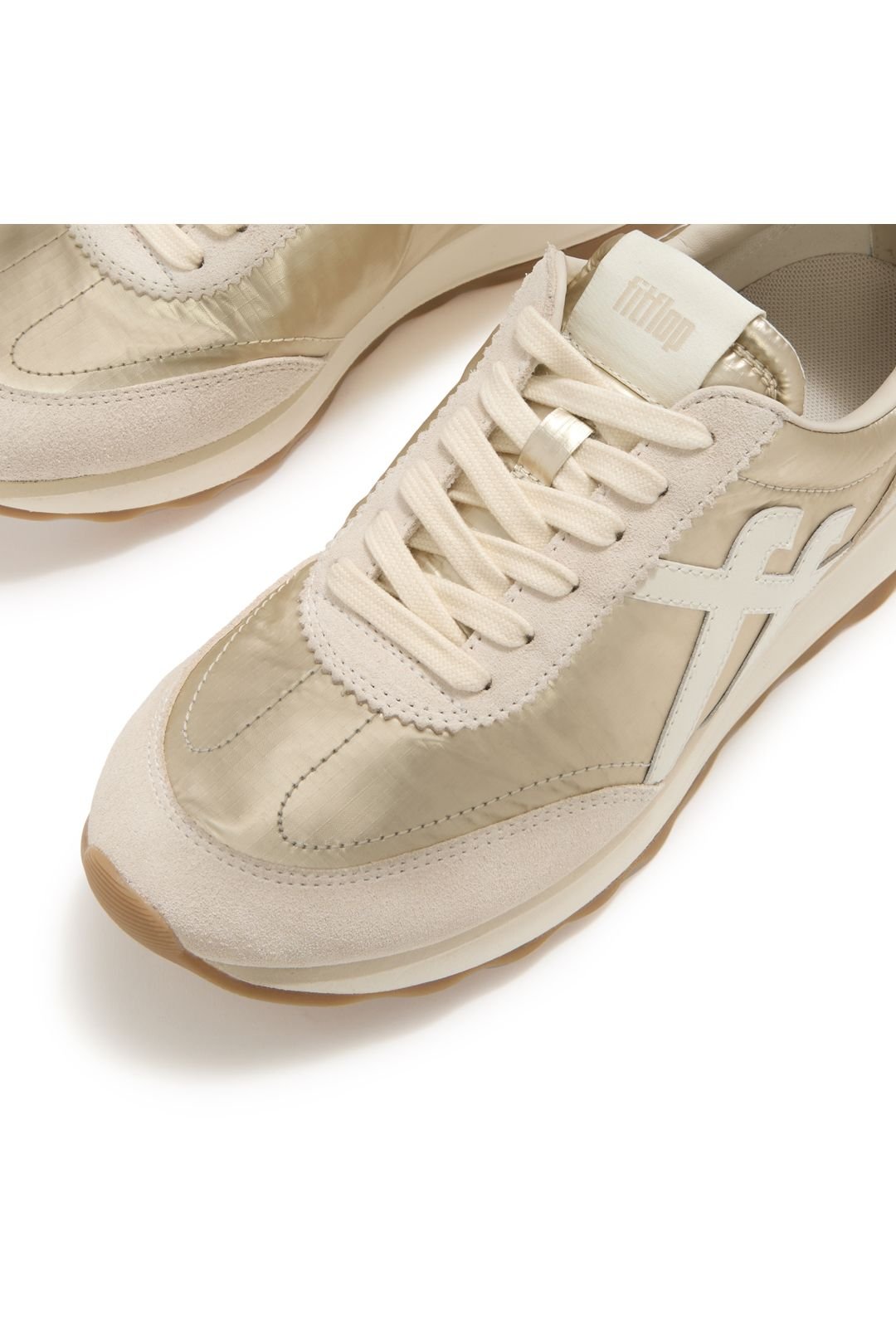 FitFlop FitFlop Women's Retro-Q Ff Metallic-Fabric/Suede Sneakers Platinum in Silver - 4