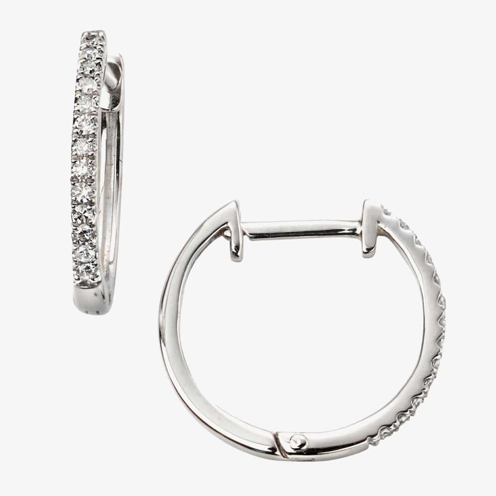 T.H.Baker T.H.Baker Women's 9ct White Gold Diamond Huggie Earrings GE2106 in Silver