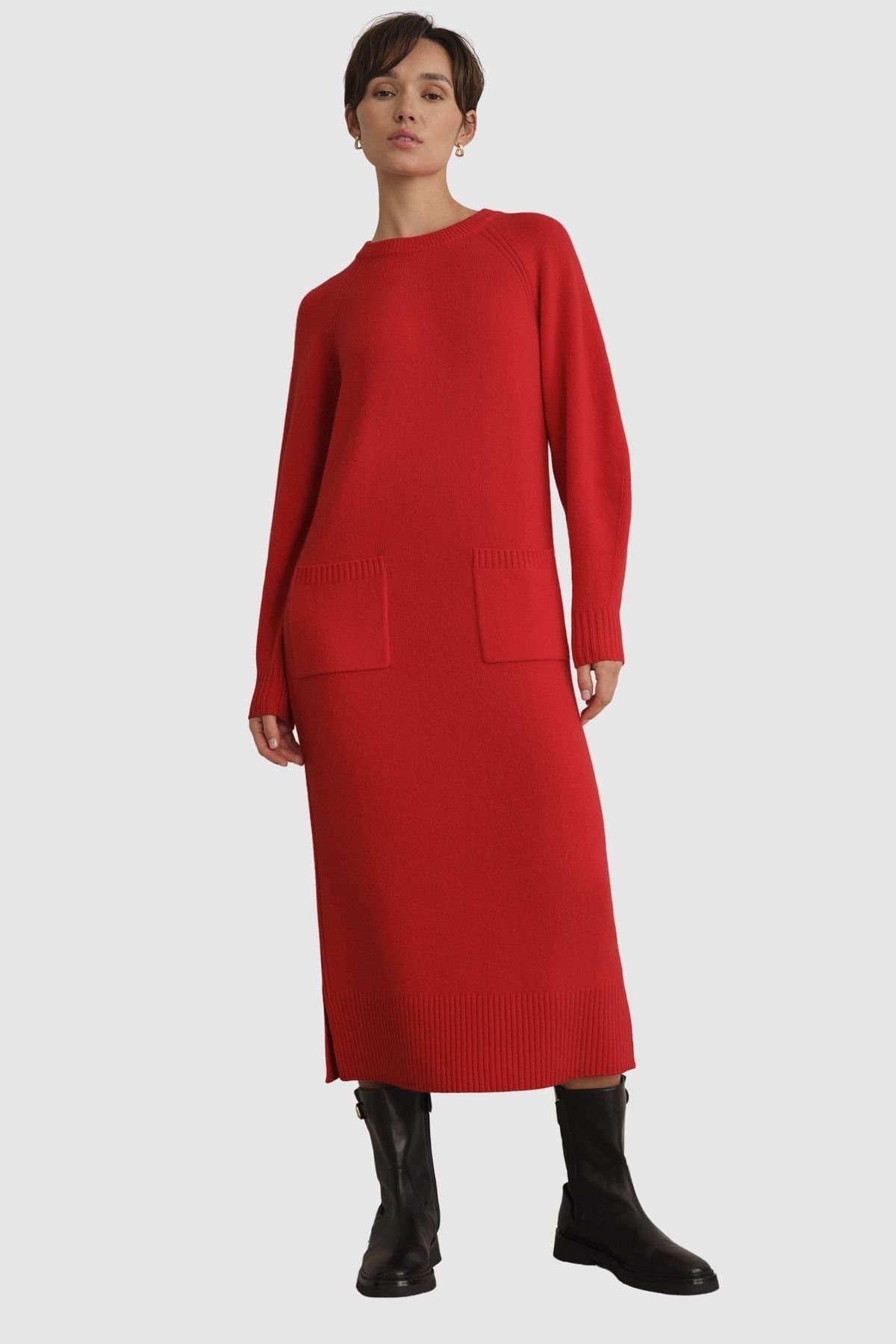 Hobbs London Hobbs London Women's Claudia Knitted Midi Dress in Scarlet