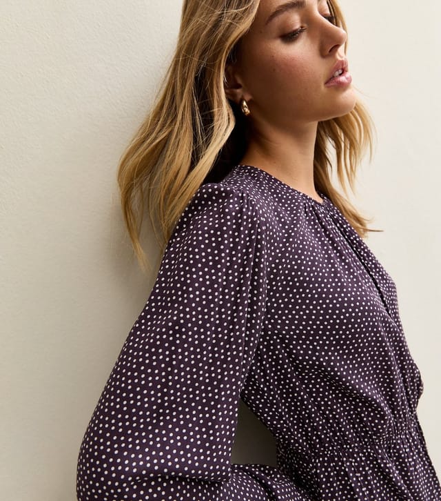 New Look Women's Burgundy Spotty Flared Hem Mini Dress New Look - 2