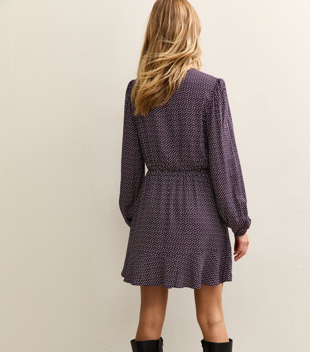 New Look Women's Burgundy Spotty Flared Hem Mini Dress New Look - 4
