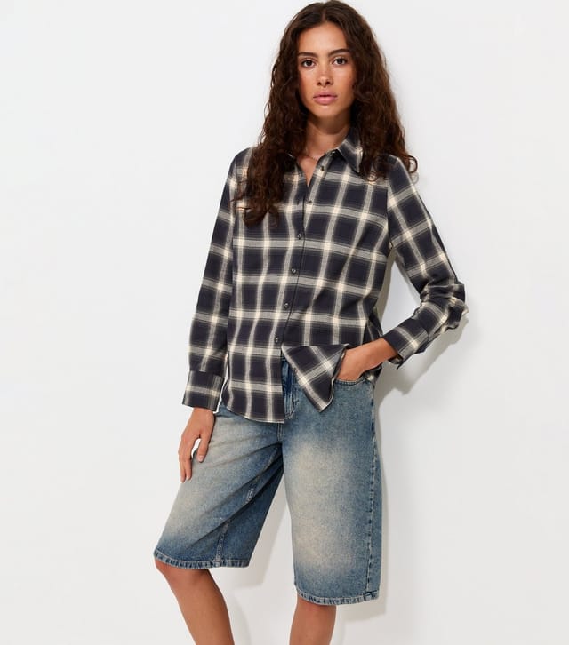 New Look Women's Blue Cotton Checked Long Sleeve Shirt New Look - 2
