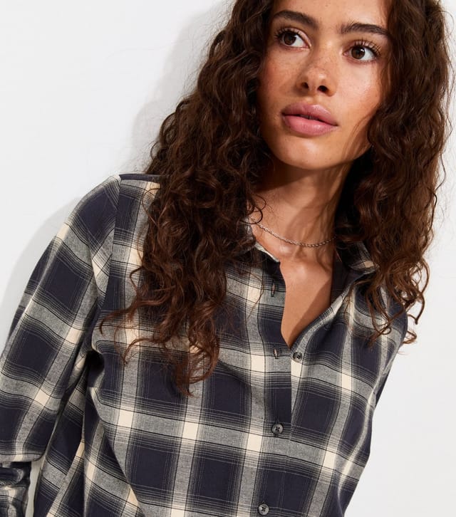 New Look Women's Blue Cotton Checked Long Sleeve Shirt New Look - 3