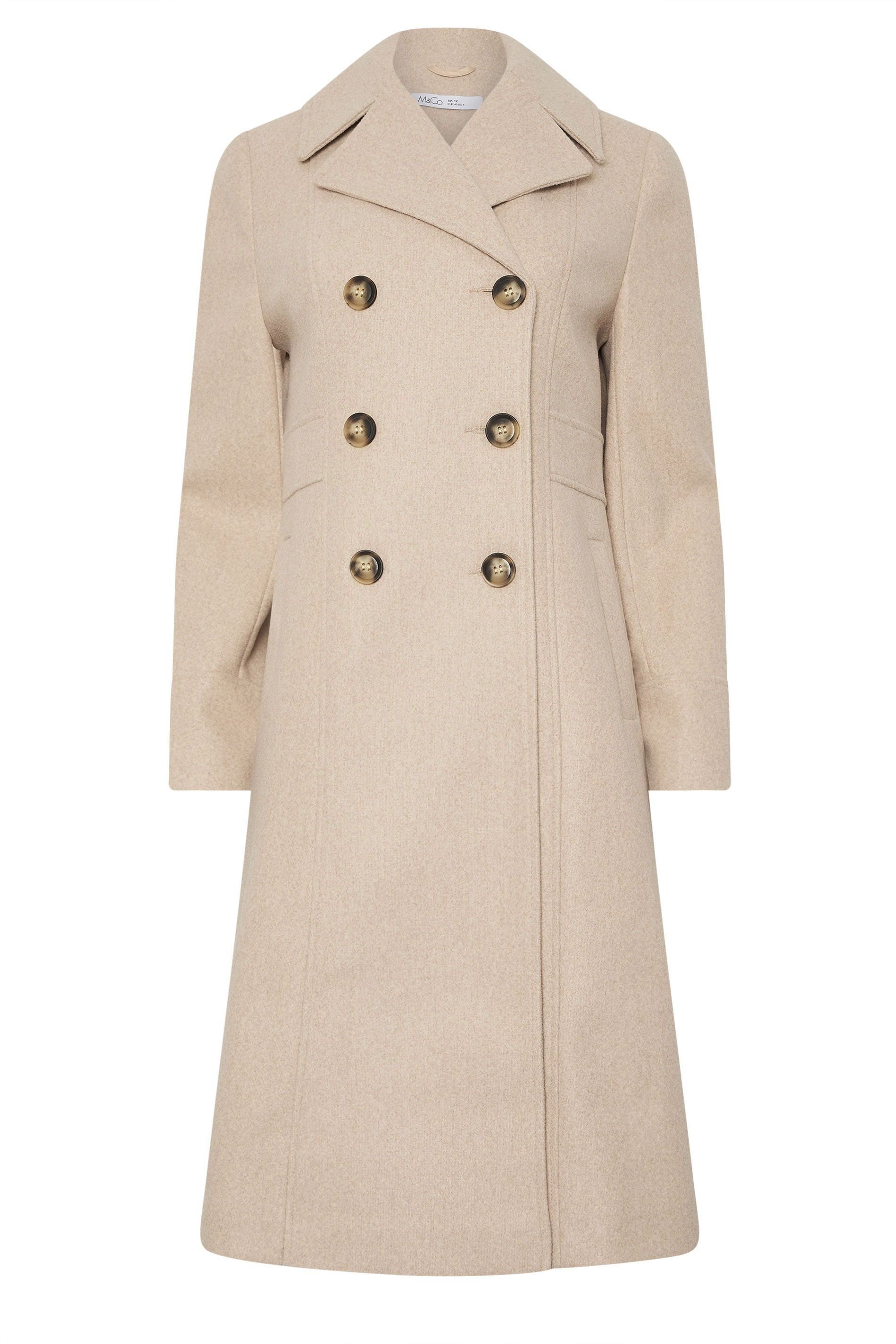 M&Co M&Co Women's Double Breasted Midi Coat in Natural - 2