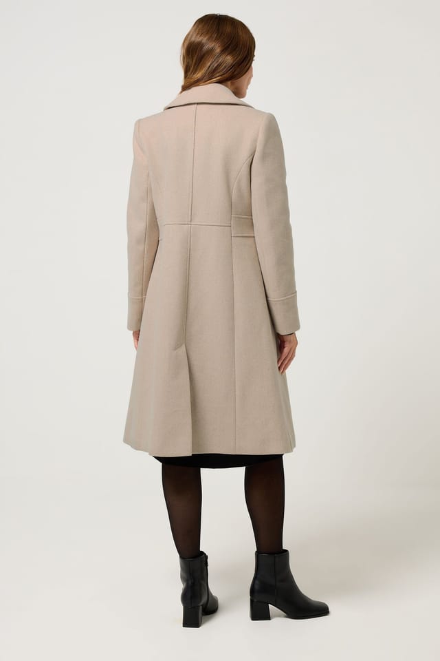 M&Co M&Co Women's Double Breasted Midi Coat in Natural - 3