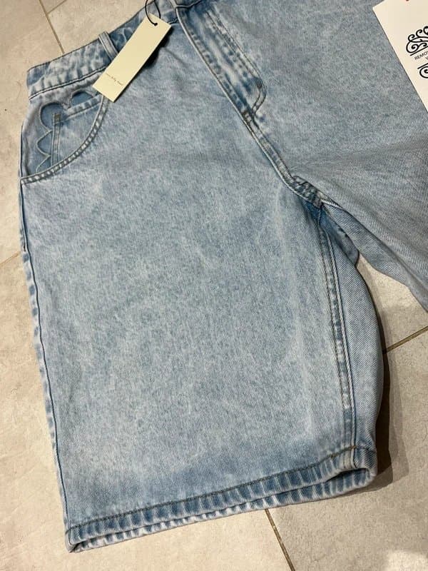 Never Fully Dressed Never Fully Dressed Blue Denim Scallop Pocket Long Shorts UK 14