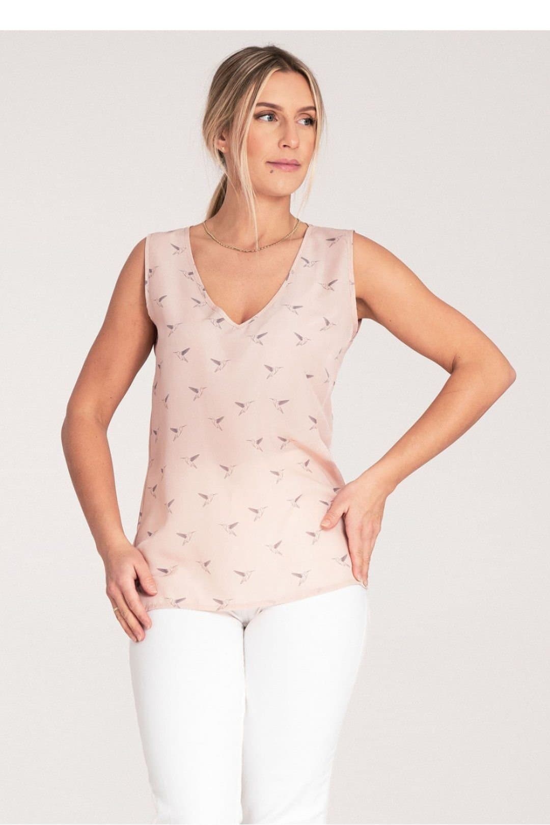 Love Lace Love Lace Pink Heart Neck Blouse with Thick Straps