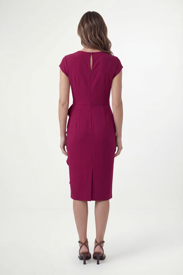 Wallis Wallis Women's Petite Crepe Pleat Ruffle Midi Dress in Pink - 2